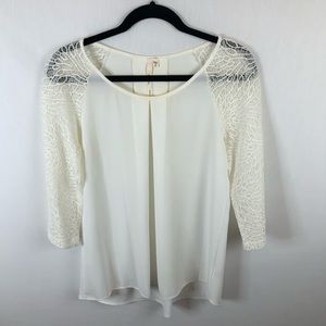 White Long Sleeve Sheer Blouse
